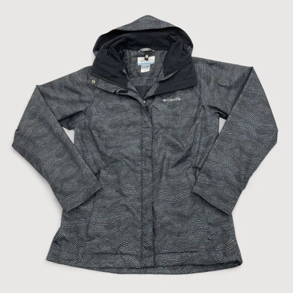 Columbia Windbreaker Water Resistant Hooded Gray Print Jacket Men's Small S - Picture 1 of 10